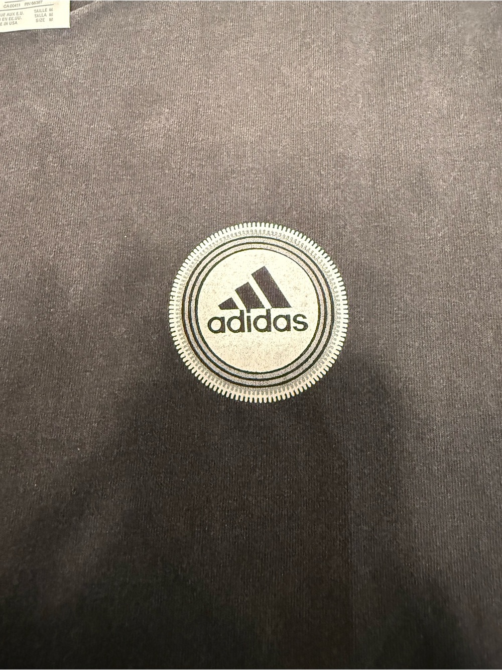Vintage adidas Men’s Dark Gray T-Shirt with Circular Logo
